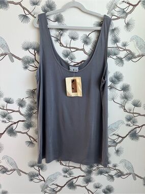 Mary Green 100% Washable Silk Tank Top Gray XL NWT Luxury Basics